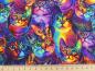 Preview: Patchworkstoff mit Katzen in Neonfarben von Timeless Treasures Ansicht mit Maß
